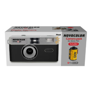 Alternative view of Swiss+go Novocolor 35mm Black Analog Camera with Black Flash Pack | Cover  Strap | Kodak Film 36 Photos | AAA battery