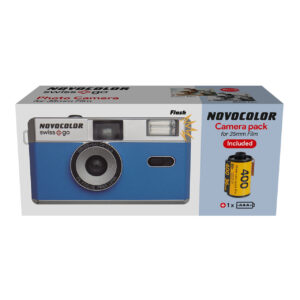 Alternative view of Swiss+go Novocolor 35mm Blue Analog Camera Pack with Flash | Cover  Strap | Kodak Film 36 Photos | AAA battery