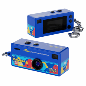swiss+go Mini cámara compacta digital llavero azul