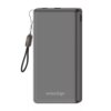 Swiss+Go EasyClip powerbank 10200mAh gris vista frontal con colgante cable integrado