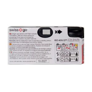 swissgo Camara Desechable 400 27 con Flash 27 Fotos ISO 400 Interior y Exterior